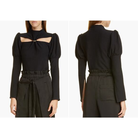 cult gaia Tops - Cult Gaia Black Mora Top Ribbed Cut-Out Long Sleeve Blouse Women's size XS